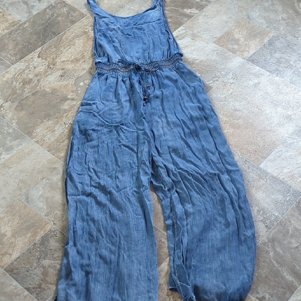 Blue Sleeveless Easel Jumpsuit